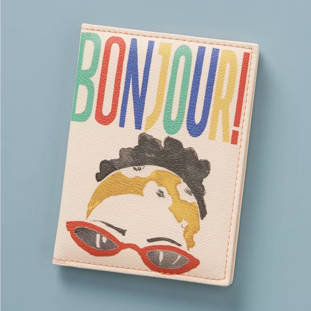 ANTHROPOLOGIE NWT Bonjour Passport Holder • Bifold PU Leather • Colorful - Picture 8 of 11